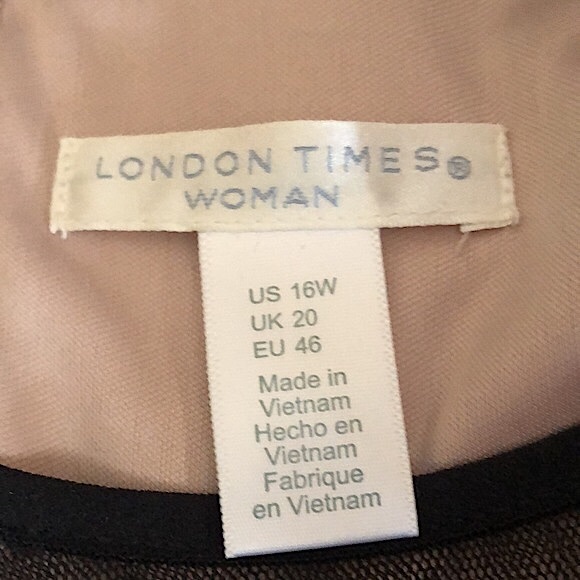 London Times Black Lace Midi Dress Size 16W - Picture 4 of 5